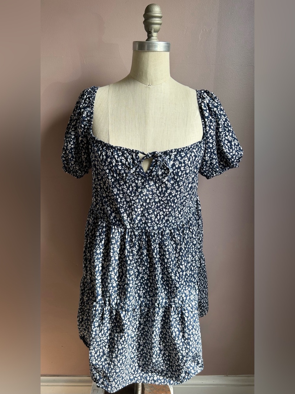 Lacausa Playa Mini Dress Blue Magic Mushroom Print Size XS